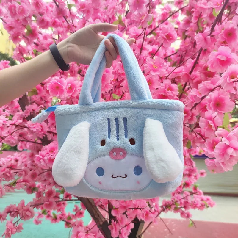 Cartoon Anime Plushie Shoulder Bag Kawaii My Melody Kittys Kuromi Cinnamoroll Soft Plush Handbag Children All-Match Tote Gifts