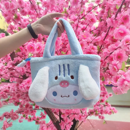 Cartoon Anime Plushie Shoulder Bag Kawaii My Melody Kittys Kuromi Cinnamoroll Soft Plush Handbag Children All-Match Tote Gifts