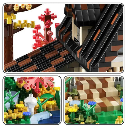 2635PC Forest Wooden House Building Blocks Cabin Model Bricks City Street View Kids Toys Educational Girls Boys Birthday Gift