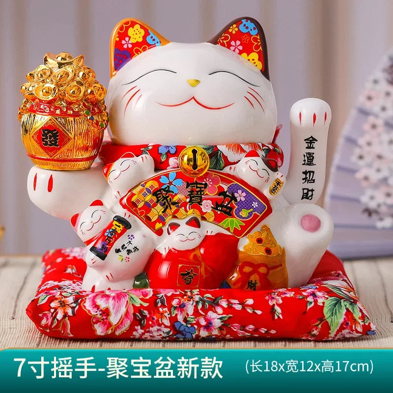 2023 Lucky Cat Decoration ornaments Lucky Cat Radio Wave Treasure Shop Gift China Good Luck Home Decoration Craft Gift