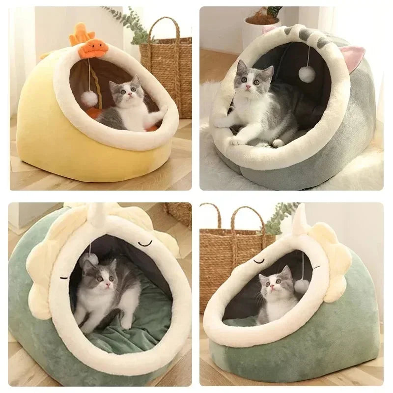 Cat Bed House Kennel Nest Round Pets Sleeping Cave Kitten Beds Pet Basket Cozy Kitten Lounger Cushion Cat House Tent Dog House