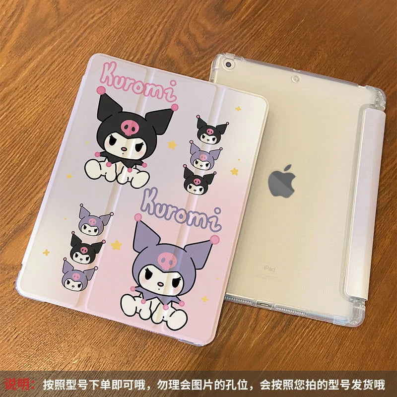 Sanrio Hello Kitty Kuromi IPad Protective Case Kawaii Pink Ipad Air5 4 Flat Shell Pro11 Cute Mini6 9th 10th Generation Cover Y2k