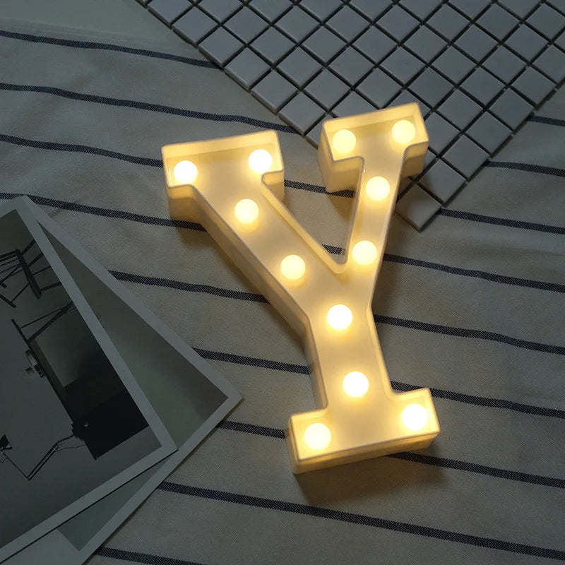 16/21CM DIY Luminous Lights LED Letter Night Light Creative Letters Alphabet Number Battery Lamp Romantic Party Decoration