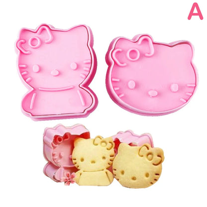 3D Plastic Cookie Cutter Set Mousse Cookie Stamp Pressure Fondant Cake Decoration Baking Tools Party Supply Hello Kitty