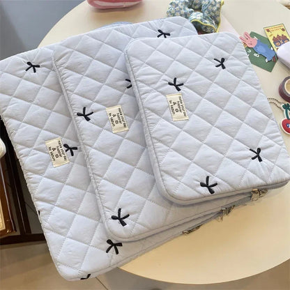 Cute Sleeve Bow Embroidery Computer Bag Tablet Sleeve Case 11 13.3 14 15.6 Inch Women Laptop Sleeves for Macbook Ipad HP ASUS