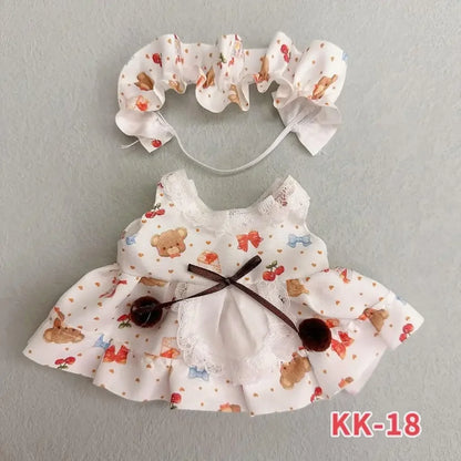 20cm doll replacememt clothes for 17cm Labubu outfit cotton doll cute and sweet Lolita dress  small skirt