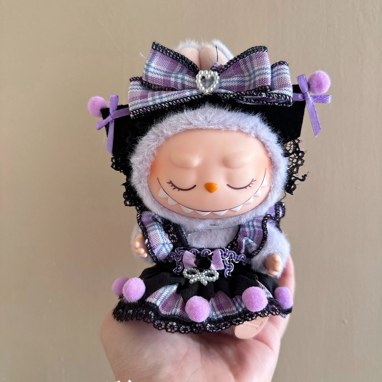 17cm Labubu V2 V1 Purple Dress Doll Clothes Outfit Accessories Idol Doll Clothing for Kid Gift Labubu Ropa