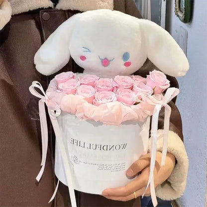 Sanrio Kawaii Cinnamoroll Plush Bouquet Anime Stuffed Plushine Doll Flower Collection Model Girl Birthday Valentine'S Day Gift