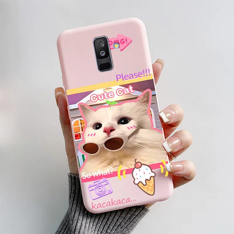 Case For Samsung A6 2018 Cover A 6 A600F Cartoon Cat Fox Soft Silicone TPU Phone Case For Samsung Galaxy A6 Plus 2018 A605F Case