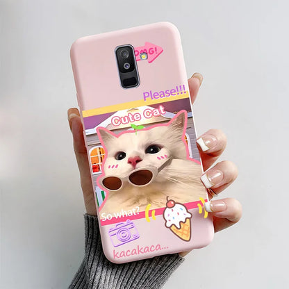 Case For Samsung A6 2018 Cover A 6 A600F Cartoon Cat Fox Soft Silicone TPU Phone Case For Samsung Galaxy A6 Plus 2018 A605F Case