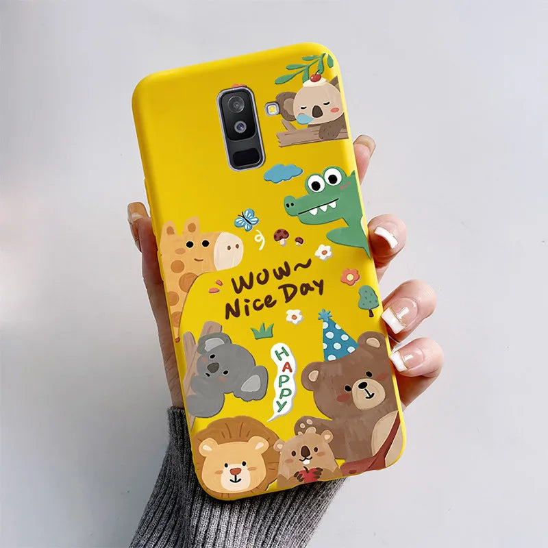 Case For Samsung A6 2018 Cover A 6 A600F Cartoon Cat Fox Soft Silicone TPU Phone Case For Samsung Galaxy A6 Plus 2018 A605F Case