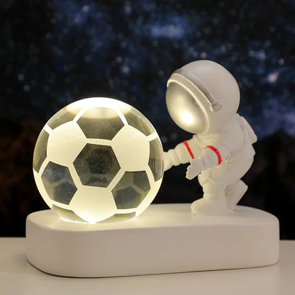 LED Lunar Astronaut Night Light with Crystal Ball Illumination Base, Desktop Decoration, Room Gift, Bedroom Decoration Moon Lamp