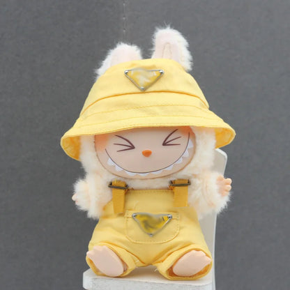 Labubu 17cm Doll Figurine Suitable Clothes Trendy Cute Printed Graffiti Hoodie Cardigan Fisherman Hat Strap Pants Christmas Gift