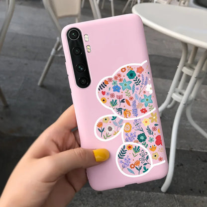 Case For Xiaomi Mi Note 10 Lite Back Cover Protective TPU Silicone Funda Fashion Flower Coque For Xiaomi Note 10 Lite Capa 6.47"