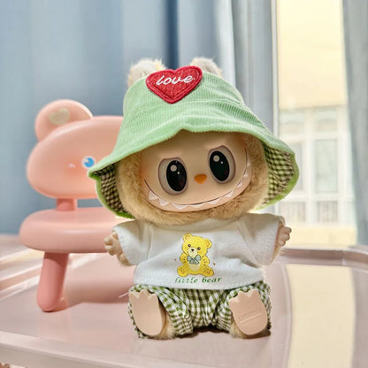 17cm Labubu II Idol Dolls Sitting Party Cute Mini Plush Doll'S Clothes Outfit Accessories For Korea Kpop Exo Clothing DIY Gift