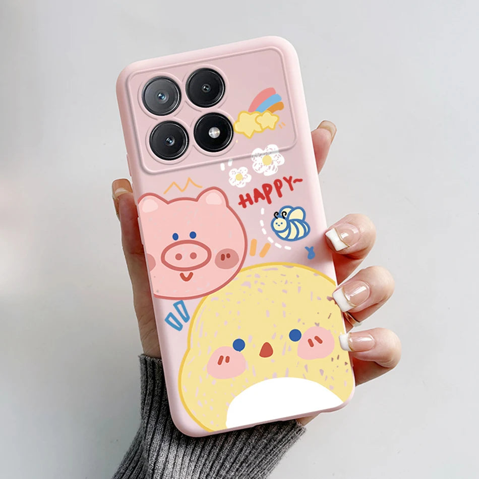 For Xiaomi Poco X6 Pro 5G Case Cute Cartoon Cat Frog Cover Soft TPU Phone Case For Xiaomi Poco X6 PocoX6 Pro X6Pro Fundas Bumper