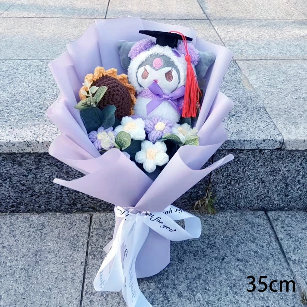 Graduation Hello Kitty Kuromi My Melody Cinnamoroll Plush Sunflower Bouquet Gift Valentine's Day Xmas Girl Friend  Gifts