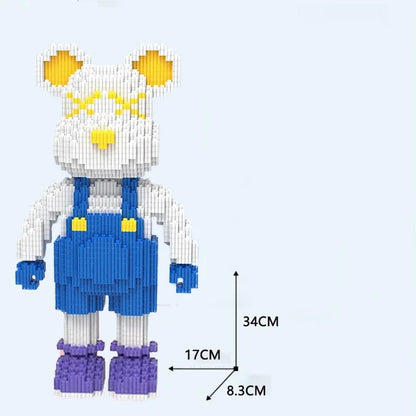 DIY Kids Toys Cartoon Mini Love Violent Bear Bearbrick Model with Light Building Block Micro Bricks Christmas Birthday Gift