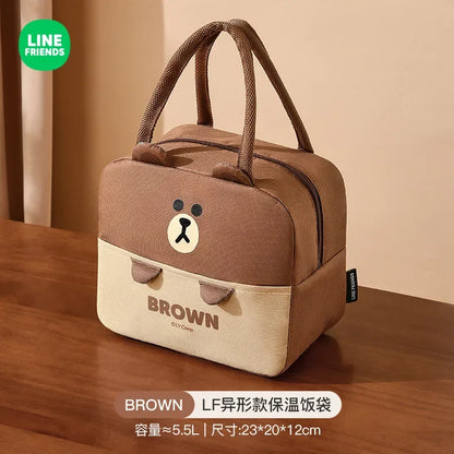 LINE FRIENDS Anime Kawaii Cartoon Portable Lunch Box Brown Cony Thick Aluminum Foil Large Capacity Insulated Lunch Box Bag Gifts