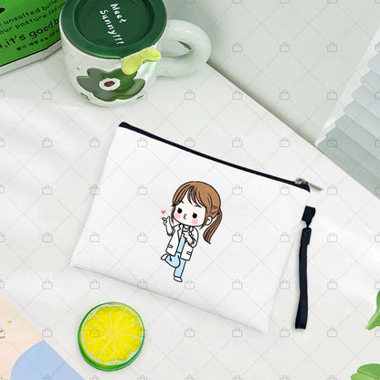 Cartoon Ladies Nurse Printed Cosmetic Bags Foldable High Capacity Women Makeup Bag Eco Reusable Storage Pouch Pencil Case