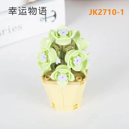 JAKI Blocks Teens Building Toys Bricks Girls Flowers Potted Plant Puzzle Home Decor Artificial Flowers Women Gift JK2710