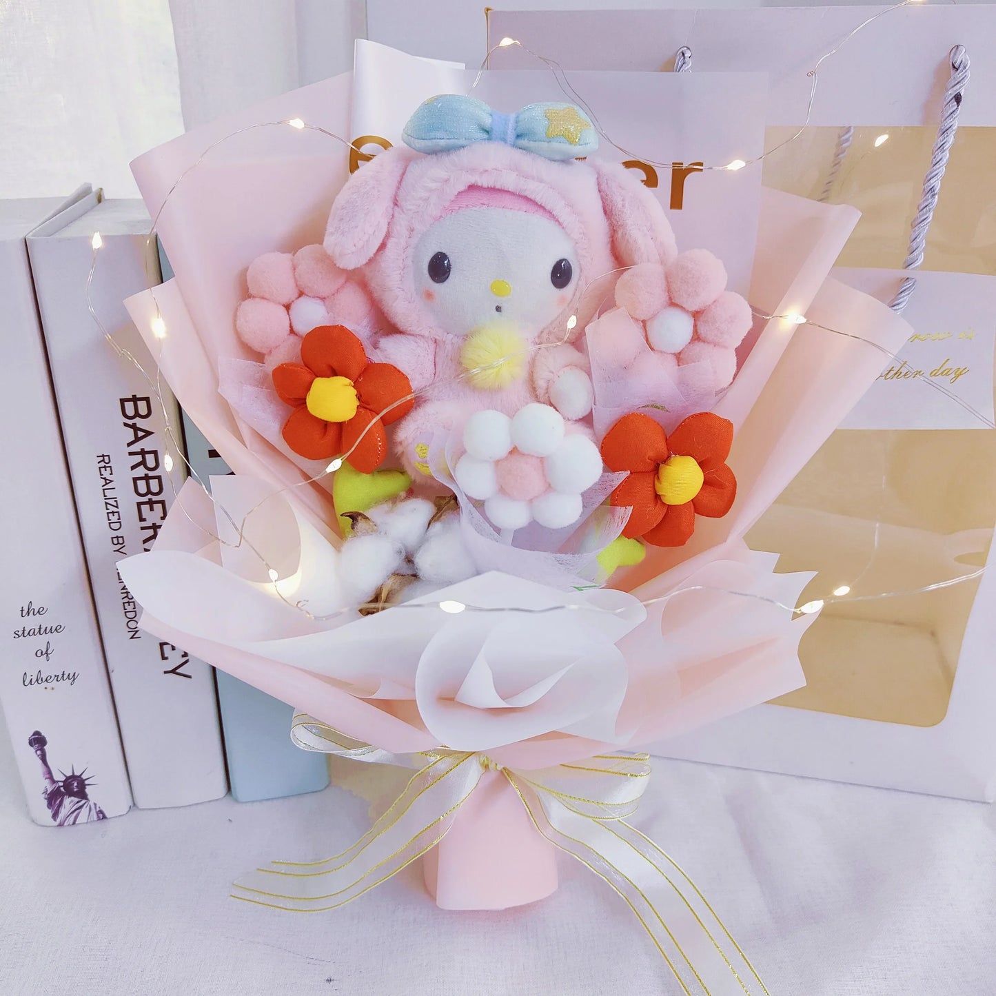 Christmas Gifts Sanrio Plush Cartoon  Bouquet My Melody Kuromi Cinnamoroll Kt Cat Plush Doll Toy Valentine Graduation Gifts