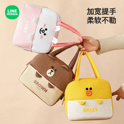 LINE FRIENDS Anime Kawaii Cartoon Portable Lunch Box Brown Cony Thick Aluminum Foil Large Capacity Insulated Lunch Box Bag Gifts