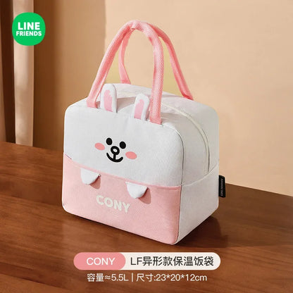 LINE FRIENDS Anime Kawaii Cartoon Portable Lunch Box Brown Cony Thick Aluminum Foil Large Capacity Insulated Lunch Box Bag Gifts