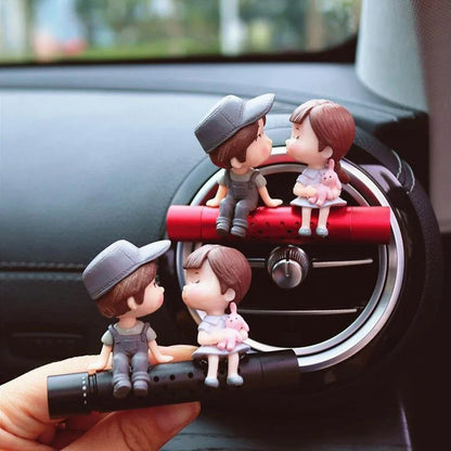 Car Air Freshener Cute Couple Doll Cartoon Lovers Car Accessories Interior Metal Aromatherapy Air Vent Clip Perfume Ornament