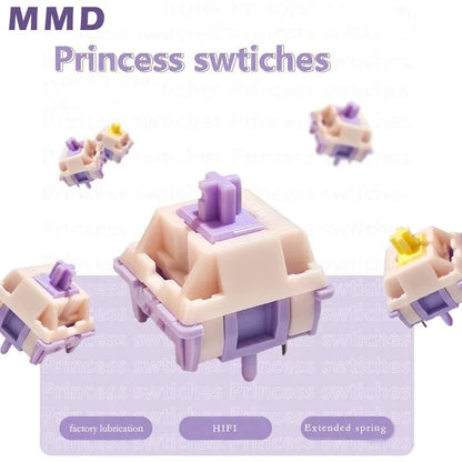 GMKFans MMD Princess Switch Linear Tactile 38/45/53/48/60g HIFI Sound Mechanical Keyboard Switches POM PTFE Material Custom DIY