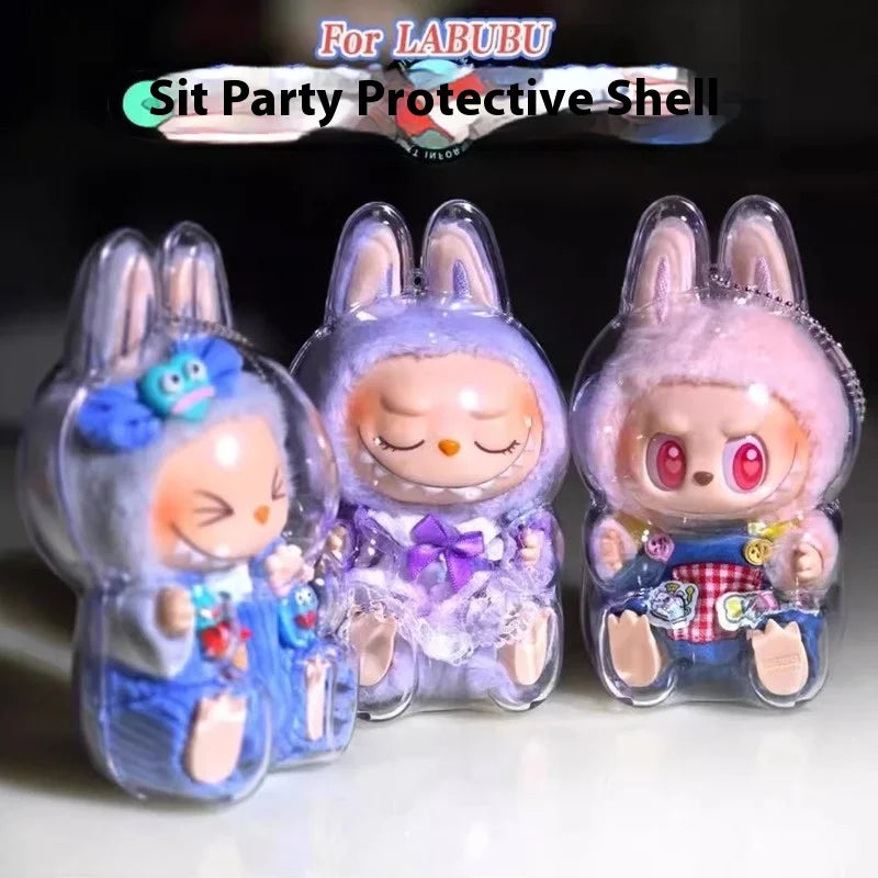 Labubu Vinyl Protective Cover Cotton Doll Slippery Bag Pendant Sitting Party Transparent Acrylic Shell Dustproof Hanging Cover