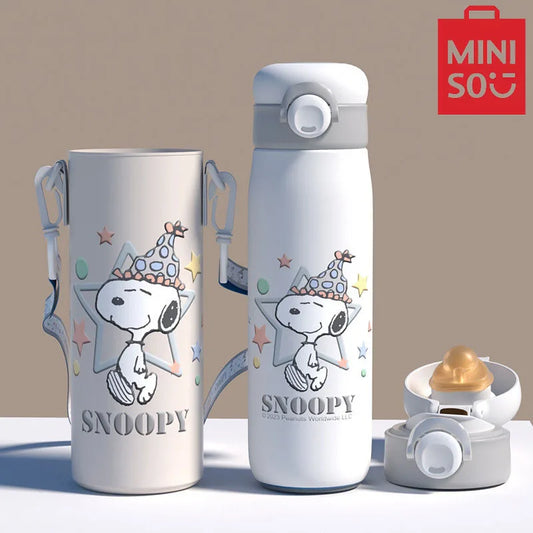 MINISO Snoopy Insulated Cup Fashion Cartoon Cute Mickey Children's Water Cup Portable Student Direct Drinking Cup 500ML