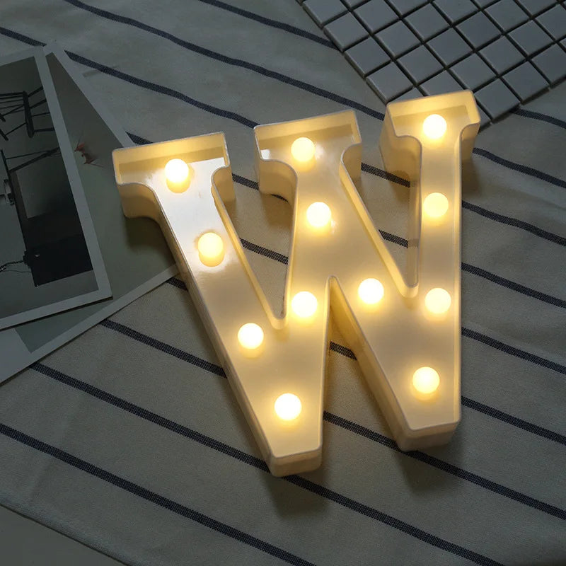 16/21CM DIY Luminous Lights LED Letter Night Light Creative Letters Alphabet Number Battery Lamp Romantic Party Decoration