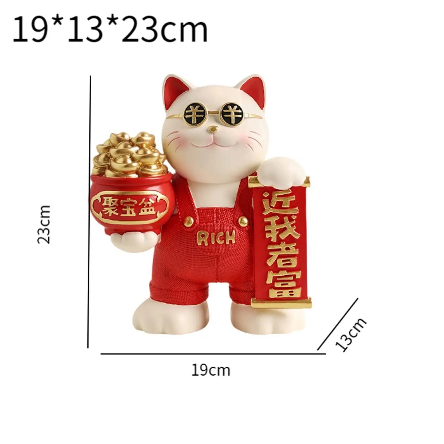 Fortune Cat Figurine Lucky Cat Statue Home Decor Desk Modern Resin Animal Sculpture Mascot Cat for Living Room Studio Bedroom