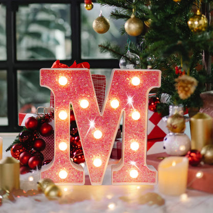 NEW DIY LED Letter Lights Glitter Alphabet Light Up Letter Sign Night Light Gifts Birthday Wedding Christmas Party Decoration