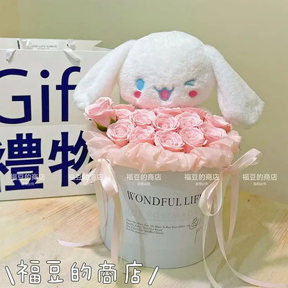 Sanrio Kawaii Cinnamoroll Plush Bouquet Anime Stuffed Plushine Doll Flower Collection Model Girl Birthday Valentine'S Day Gift