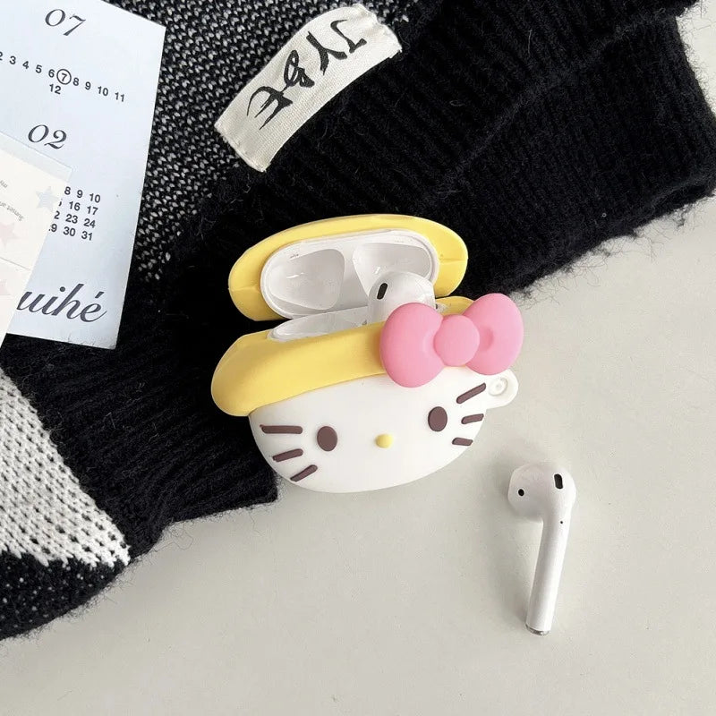 3D Music Case for Apple AirPods 1 2 3 Pro 2 Case Cute Cartoon Hello Kitty Anime Silicone Earphone Protective Cases Headphone Box