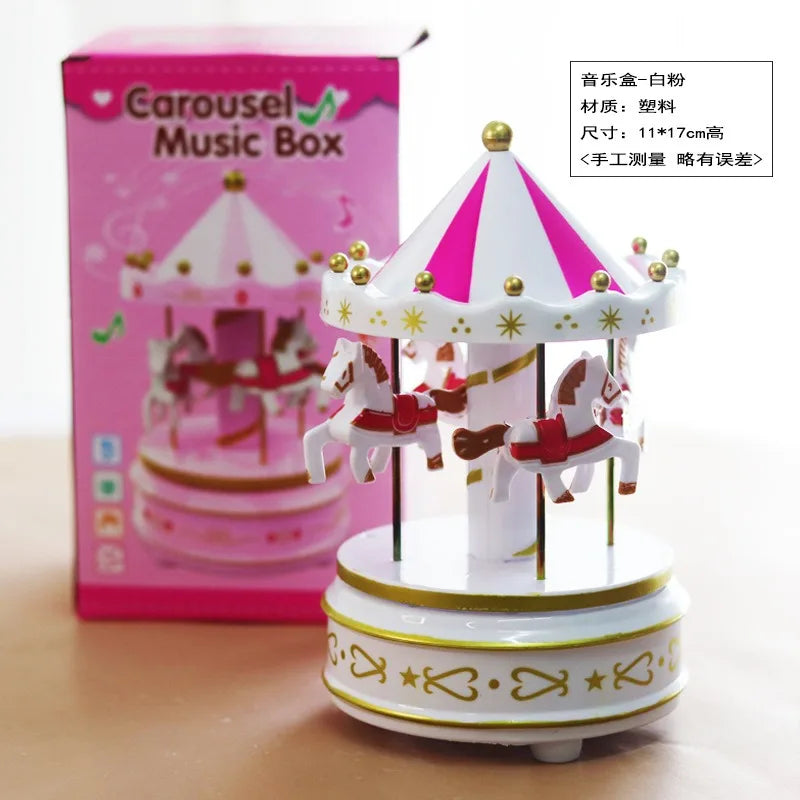 1pc Luxury Carousel Music Box 4 Horses Rotate Rotation Romantic Luxury Carousel Toys Handwork Music Box Gifts