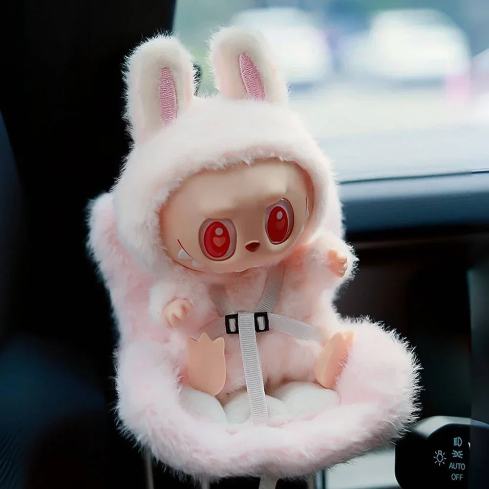 For Labubu Car Doll Safety Seat Kawaii Ob11 Doll Seat Car Air Aromatreatment Decoration Cute Car Decoration Dolls Accessories