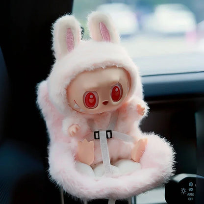 For Labubu Car Doll Safety Seat Kawaii Ob11 Doll Seat Car Air Aromatreatment Decoration Cute Car Decoration Dolls Accessories