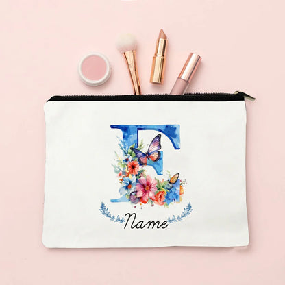 Personalized Initial with Name Makeup Bag for Women A-Z Cosmetic  Bags Girls Travel Toiletry Pouch Wedding Birthday Gift for Her