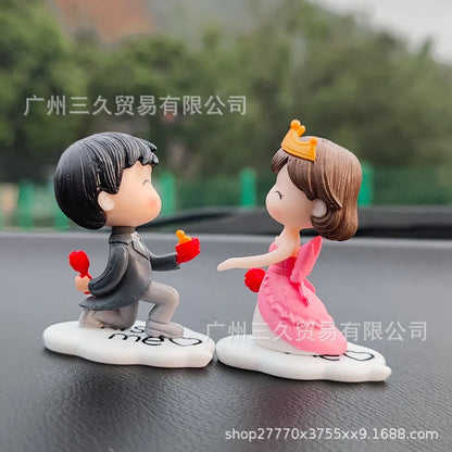 Car Decoration Cute Cartoon Couples Kiss Doll French Romantic Wedding Car Decoration Figurines Ornament Auto Interior Dashboard