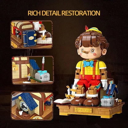 Pinocchio Building Blocks Classic Fairy Tale Long Nose Doll Puppet Model Bricks Desktop Deco Kids Educational DIY Toys Gifts