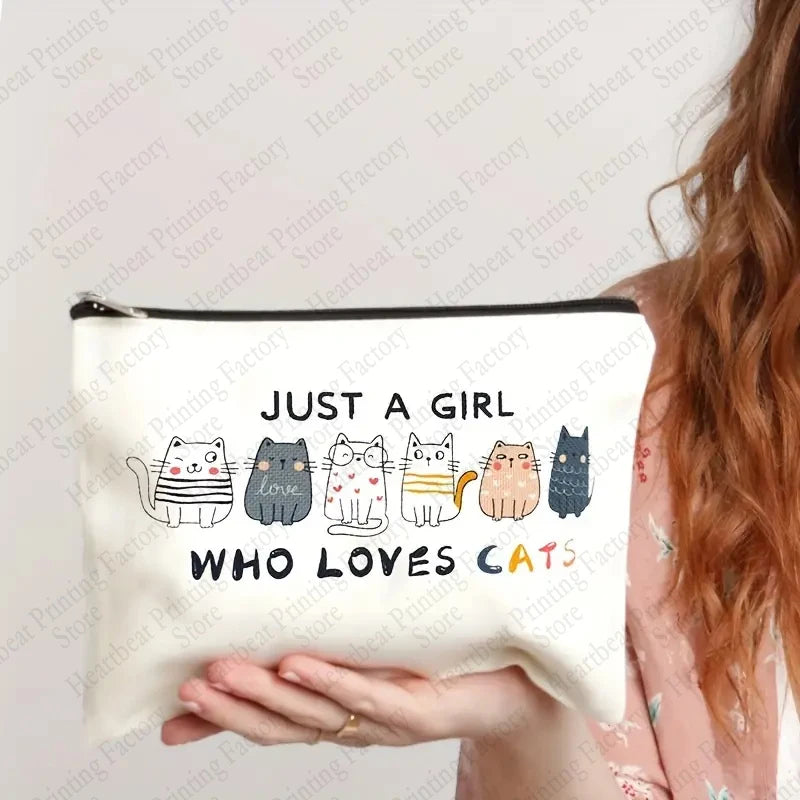 Cute Cat Makeup Bag Fun Birthday or Christmas Decoration Themed Gifts for Girls Small Cat Lover Cosmetic Bag for Friends Bestie