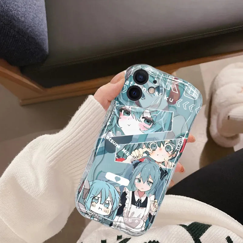 HOT Japanese Anime Lovely Hatsune Miku Cat For iPhone Case 16 15 14 13 12 11 Pro XR XS Max 7 8 Plus Phone Shockproof Y2K Cover