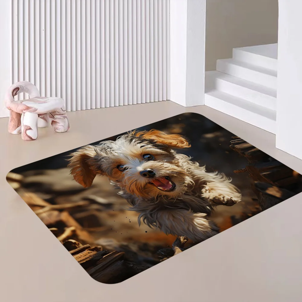 Cute Dog Long Rugs Cheaper Anti-slip Modern Living Room Balcony Printed Bedside Area Rugs