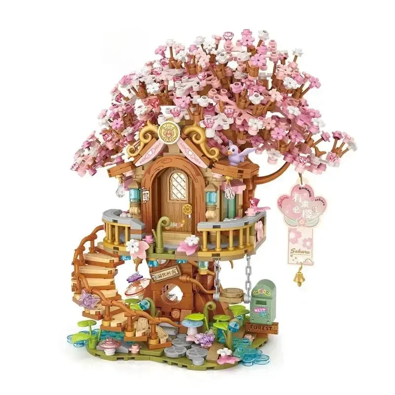 LOZ mini Blocks Kids Building Toys Puzzle  Cherry Blossoms Tree House Bricks Girls Gift Home Decor 1381