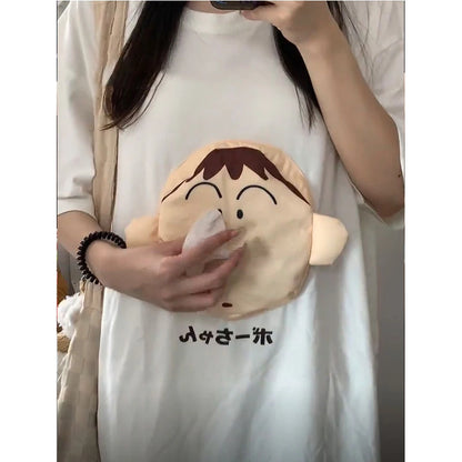 Crayon Shin Chan Boochan T-shirt Carry Paper with You Creative New Toys Cute Cartoo 3D  Paper Short Sleeve Fun Birthday Gift