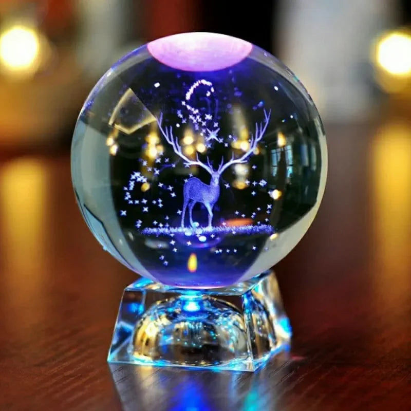 LED Crystal Ball 3D Solar System Planets Crystal Ball Glass Ball Home Decoration Valentine's Day Gift Ornament