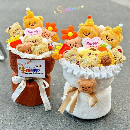 New Butter Bear Kawaii Send Girlfriend Doll Bouquet Cartoon Doll Birthday Present Halloween Gift Bouquet Christmas Girl Kids